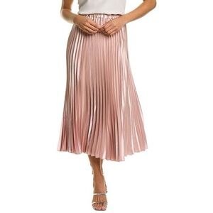 Wishlist Rose Gold Pink Pleated Midi Satin Skirt Size Medium